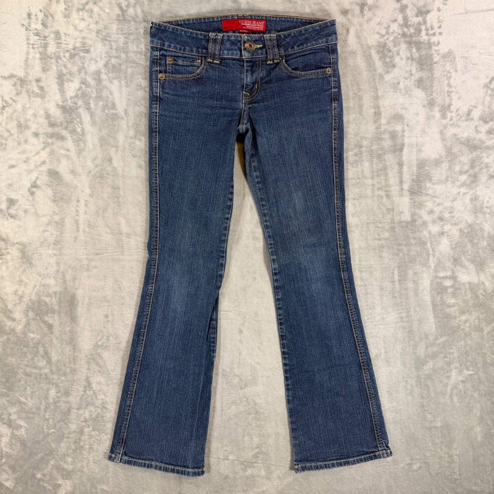 Guess Sweetheart Flare Jeans Women's Size 27 Blue Dark Wash Low Rise Denim Pants